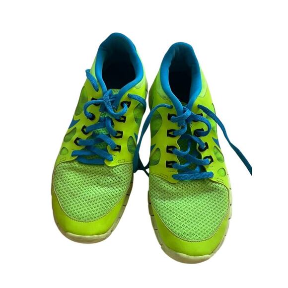 Nike Free Lime Green/Blue Kids Athletic Workout shoe Youth size 7 - Picture 2 of 8